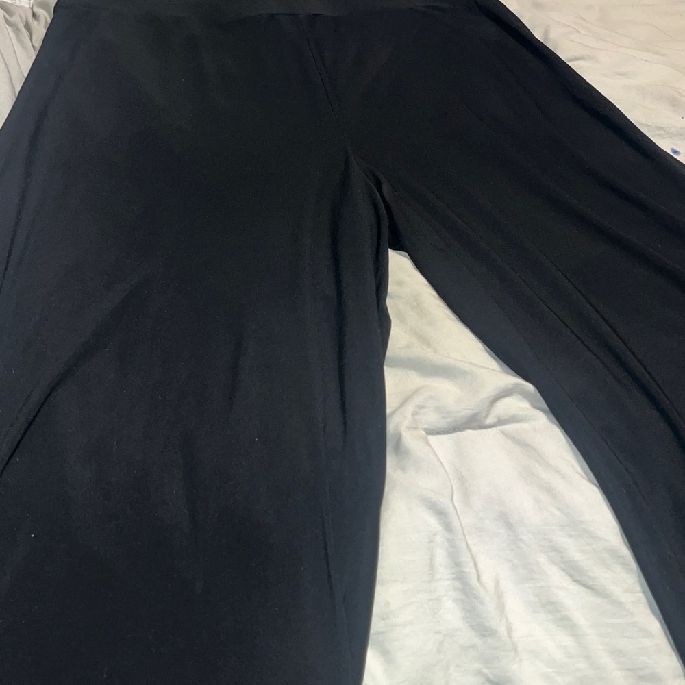 # 367 (L) Notations Women's Black Highrise Pull-on Stretchy Pants wide leg hems